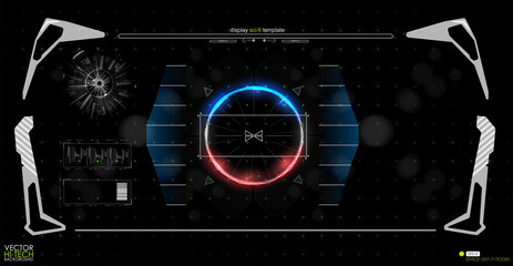 Head-up display elements for the web and app. Virtual Technology Background. Futuristic user interface. Game Design.  Vector illustration HUD background outer space.