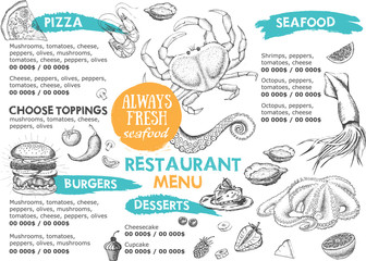 Restaurant cafe menu, template design. Food flyer.