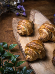 Fresh croissant a flaky, viennoiserie pastry.