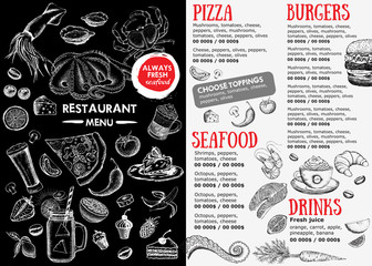Obraz premium Restaurant cafe menu, template design. Food flyer.