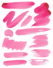 Set of watercolor brush strokes on white background.