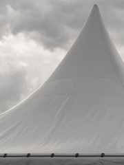 Spiked roof of white party event tent