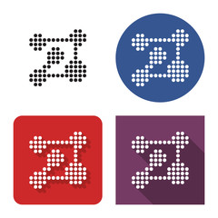 Dotted icon of nanothecnology concept in four variants. With short and long shadow