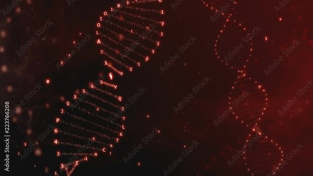 Fototapete seamless animation of dna rotation from hexadecimal code