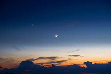 Moonrise with the first stars