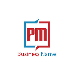 Initial Letter PM Logo Template Design