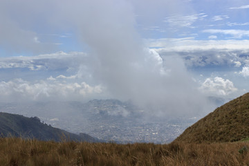 View from ruca pichincha over quito, ecuador