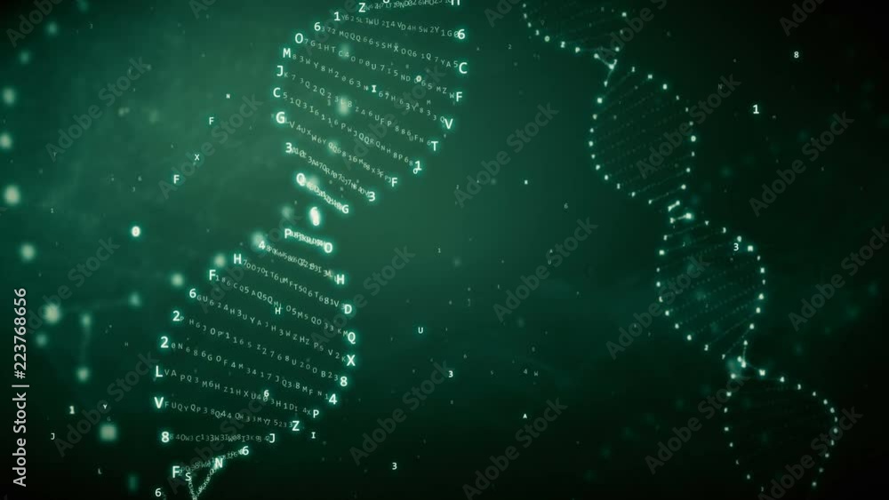 Fototapete seamless animation of dna rotation from hexadecimal code