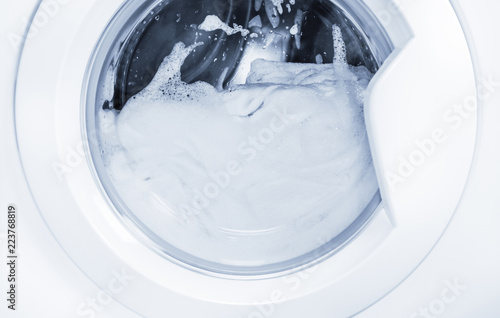 Process Of Cleaning White Cloth In Washing Machine Stainless Drum Process Of Cleaning White Cloth In Washing Machine Stainless Drum Inside With Wet Towels