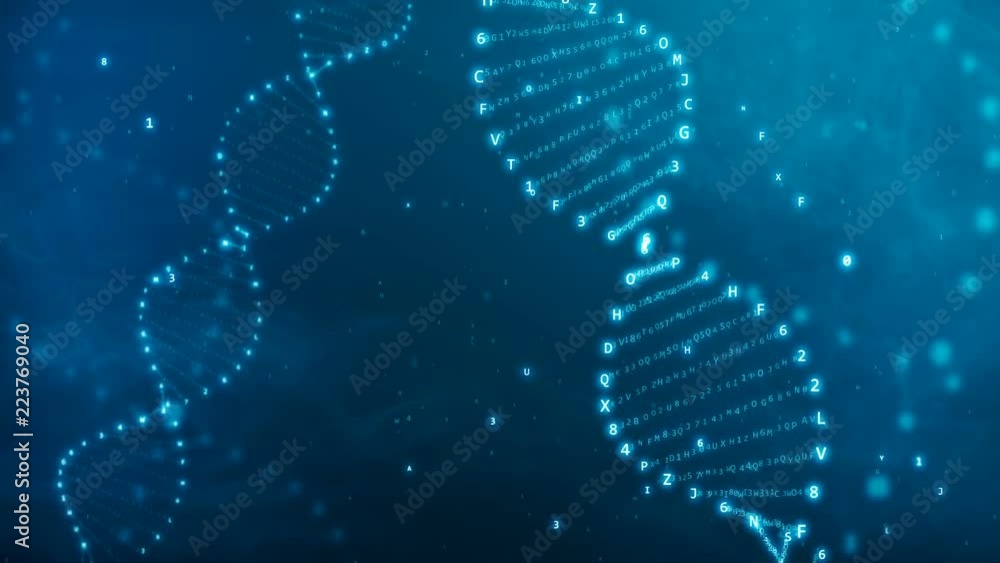 Fototapete seamless animation of dna rotation from hexadecimal code