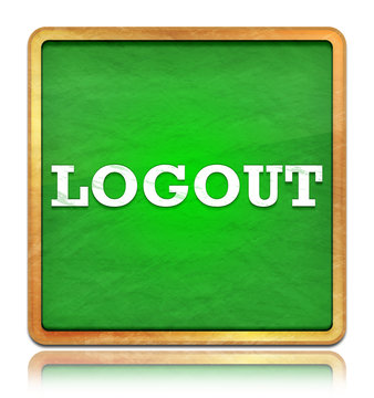 Logout green chalkboard square button