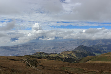 View from ruca pichincha over quito, ecuador