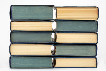 stack of Old books isolated on white