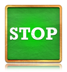 Stop green chalkboard square button