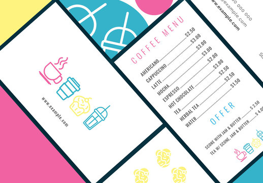 Stationery Layout Set with Food Icons