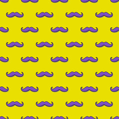  Vector illustration pattern with yellow background and violet moustaches which can be used for November charitable campany for men's health 