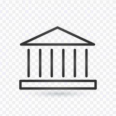 bank building icon vector, linear design, vector illustration. Editable stroke.