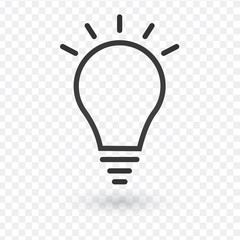 Idea icon, light bulb with rays, linear vector simple trendy icon, editable stroke.