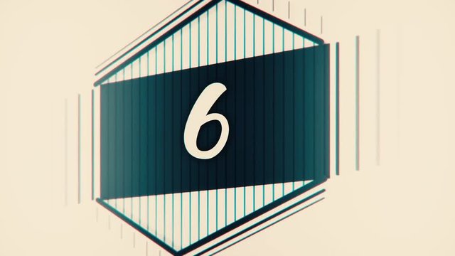 Countdown leader graphic 10 to 0. Number count from 1 to 10. Stop motion animation with color paper. Countdown film leader with drawn numerals