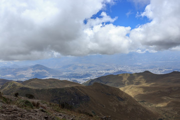 View from ruca pichincha over quito, ecuador