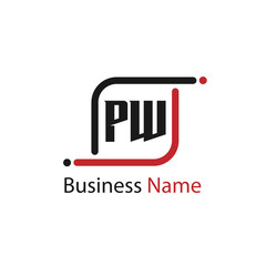 Initial Letter PW Logo Template Design