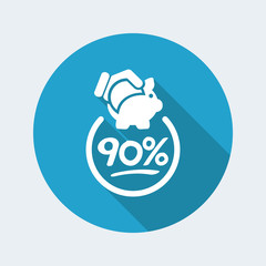 90% Discount label icon