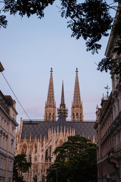 Votiv church and Sigmund Freud Park, Vienna, Austria.