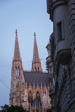 Votiv church and Sigmund Freud Park, Vienna, Austria.