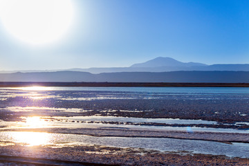 Crepúsculo y amanecer en algún lugar del desierto de Atacama en el norte de Chile