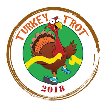 Turkey Trot 2018 / A Cartoon Bird Crosses The Finish Line.