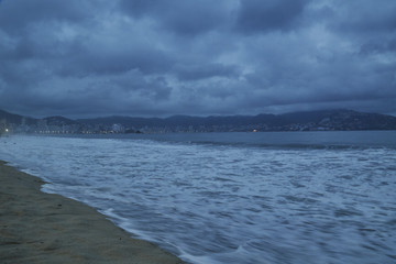 incredible view, night beach in acapulco, panoramic view
