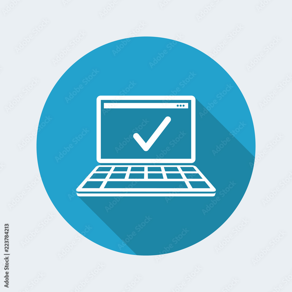 Poster check computer - vector flat minimal icon