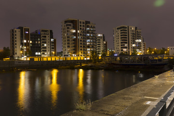 Luxury Living in Prague Marina in the Night, Holesovice, the most cool Prague District, Czech Republic © Kajano