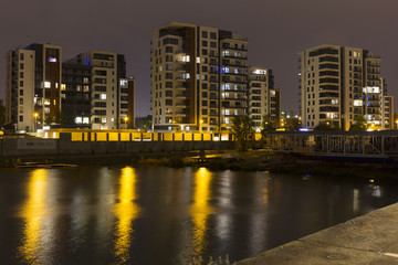 Luxury Living in Prague Marina in the Night, Holesovice, the most cool Prague District, Czech Republic © Kajano