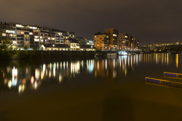 Luxury Living in Prague Marina in the Night, Holesovice, the most cool Prague District, Czech Republic © Kajano