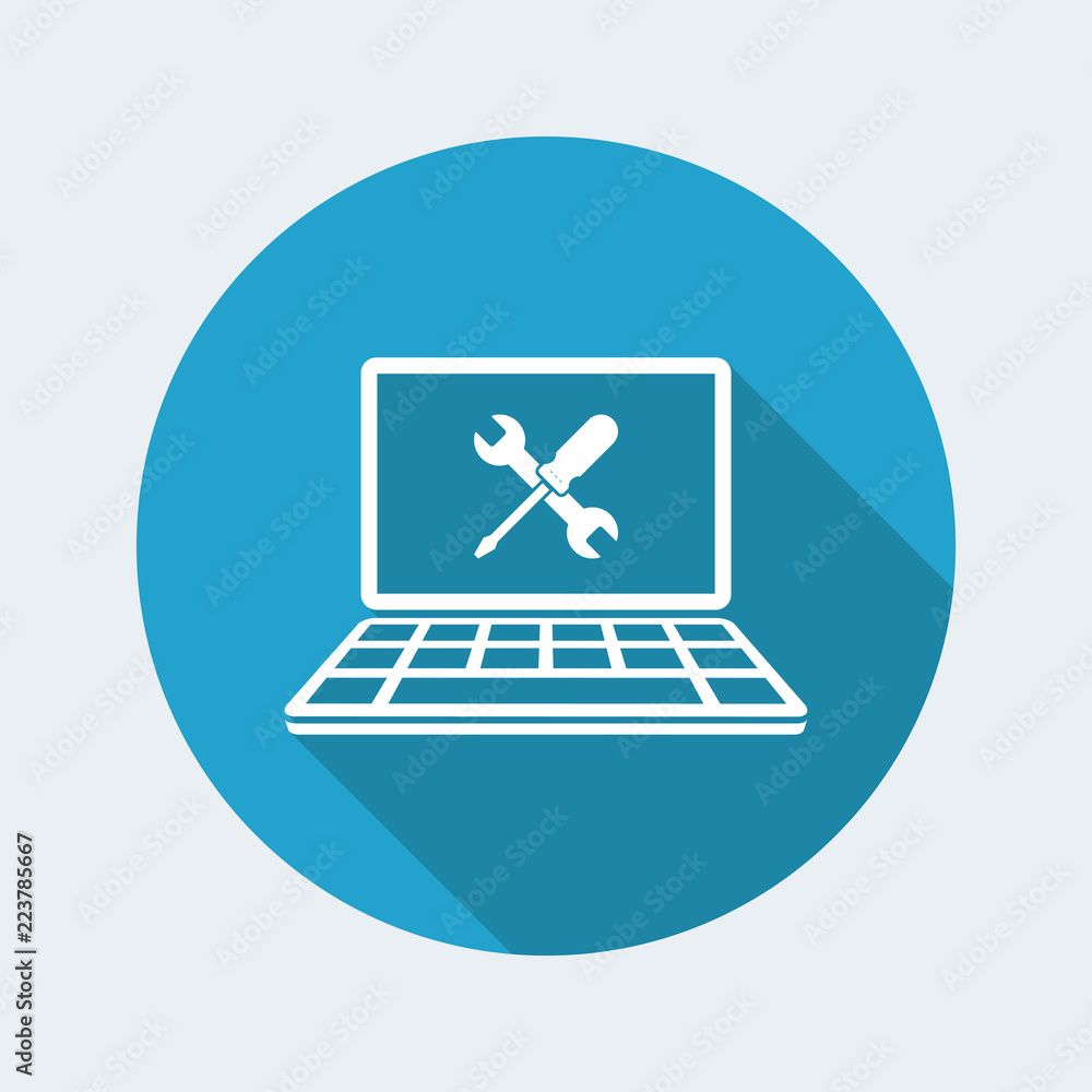 Poster computer technical support - vector icon