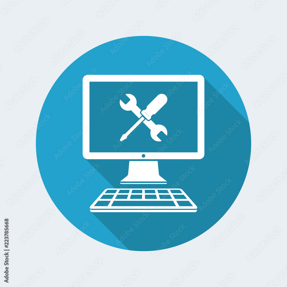 Poster computer technical support - vector icon
