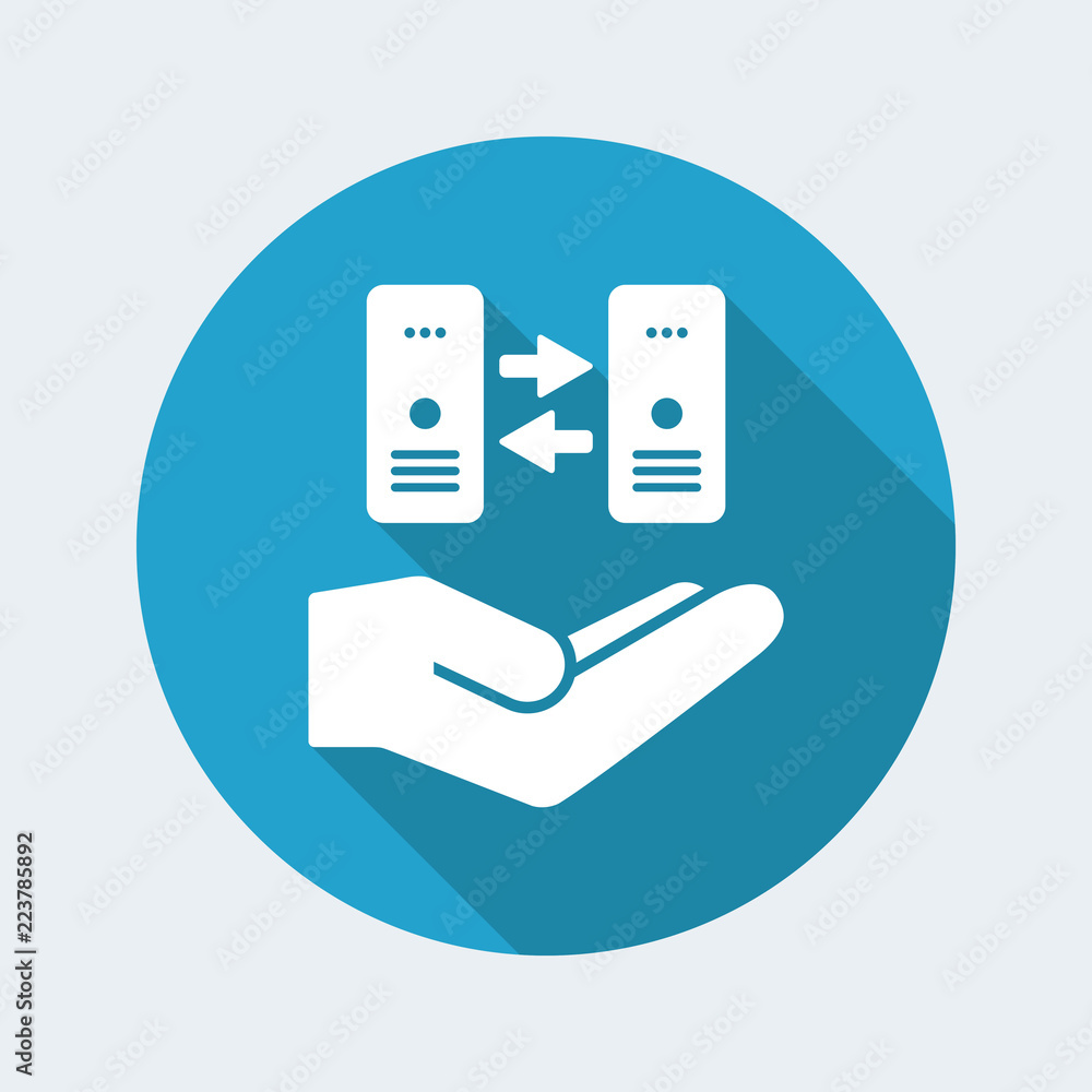 Poster service offer - computer synchronization - minimal icon