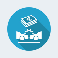 Car insurance payment - Euro - Vector web icon