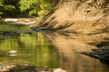 Reflections on Four mile at low water on a warm late summer day in Wintergreen Gorge