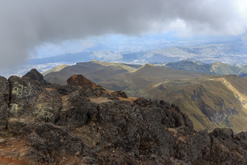View from ruca pichincha over quito, ecuador