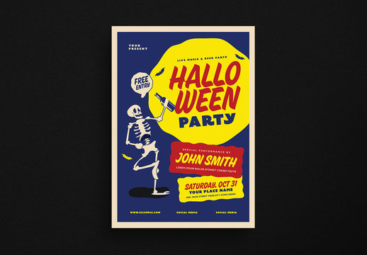 Skeleton Halloween Party Event Flyer Layout