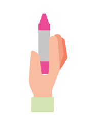 hand holding crayon pen color