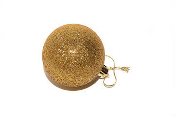 New Year's golden toys isolated on white background. Decoration of the Christmas tree. New Year. Holiday