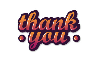 Thank You Hand writing letter handmade calligraphy text message on isolated white background as advertising art poster graphic design