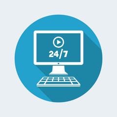 Multimedia service online 24/7 - Vector flat icon