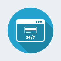 Obraz premium Online banking services 24/7 - Credit card - Vector flat icon