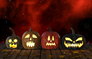 Halloween Pumpkins Jack O Lantern Holiday 3D Illustration