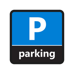 Parking sign with label for print and digital content