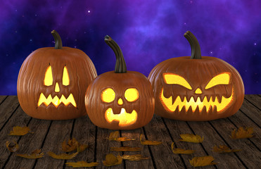 Halloween Pumpkins Jack O Lantern Holiday 3D Illustration